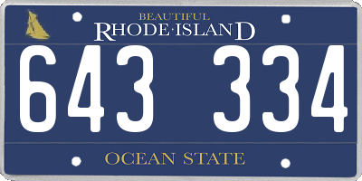 RI license plate 643334