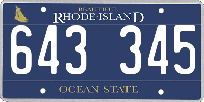 RI license plate 643345