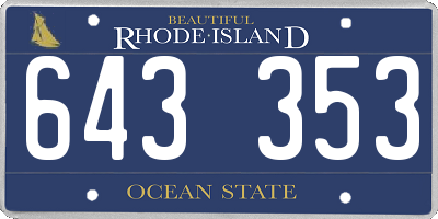 RI license plate 643353