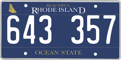 RI license plate 643357