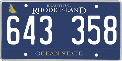 RI license plate 643358