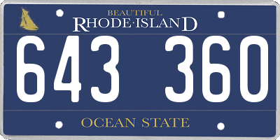 RI license plate 643360