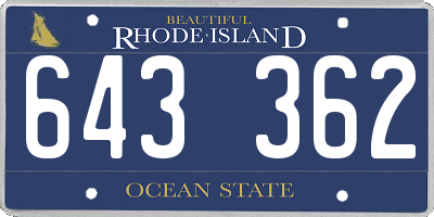 RI license plate 643362