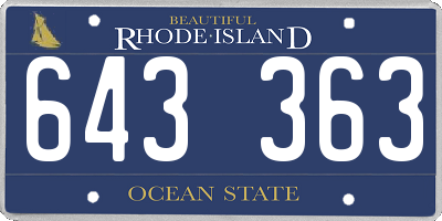 RI license plate 643363
