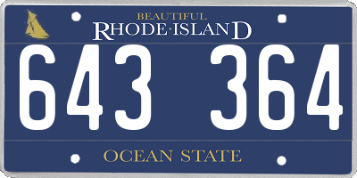 RI license plate 643364
