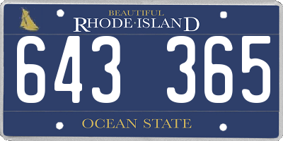 RI license plate 643365