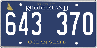 RI license plate 643370