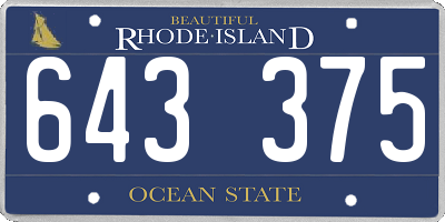 RI license plate 643375