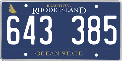 RI license plate 643385
