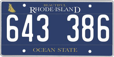 RI license plate 643386