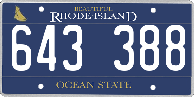 RI license plate 643388