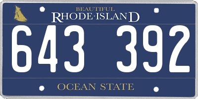 RI license plate 643392