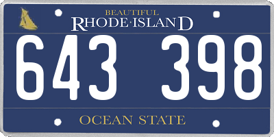 RI license plate 643398