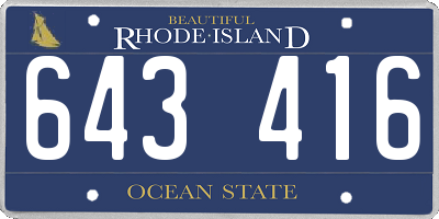 RI license plate 643416