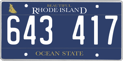 RI license plate 643417