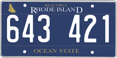RI license plate 643421