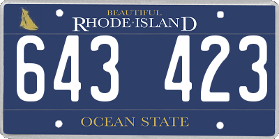 RI license plate 643423
