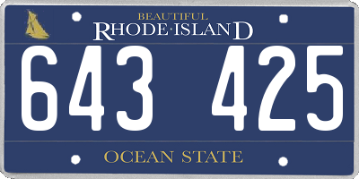 RI license plate 643425