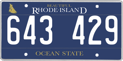 RI license plate 643429
