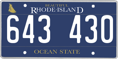 RI license plate 643430