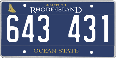 RI license plate 643431