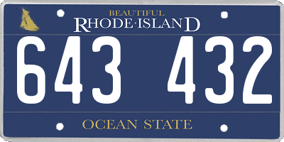 RI license plate 643432