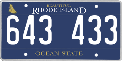 RI license plate 643433