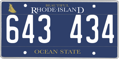 RI license plate 643434