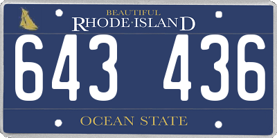 RI license plate 643436