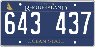 RI license plate 643437