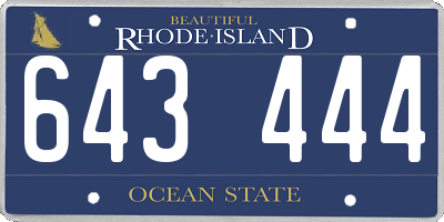 RI license plate 643444