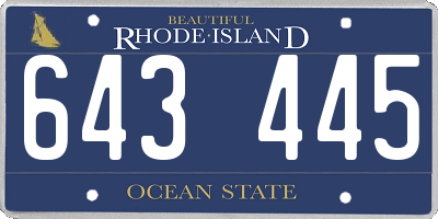 RI license plate 643445