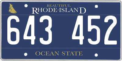 RI license plate 643452