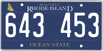 RI license plate 643453