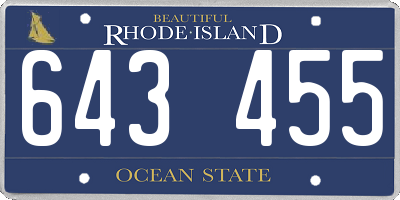RI license plate 643455