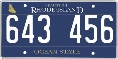 RI license plate 643456
