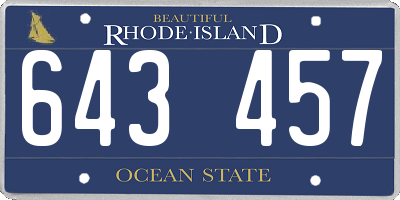 RI license plate 643457