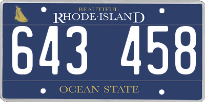 RI license plate 643458