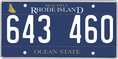 RI license plate 643460