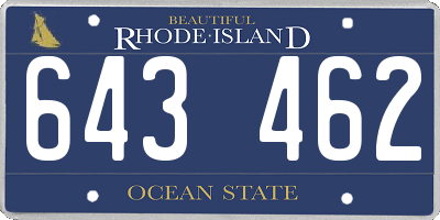 RI license plate 643462