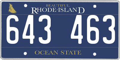 RI license plate 643463