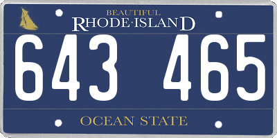 RI license plate 643465