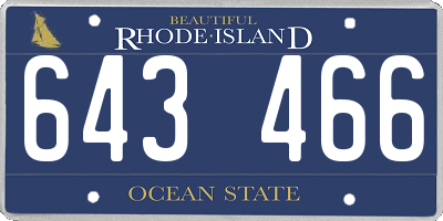 RI license plate 643466