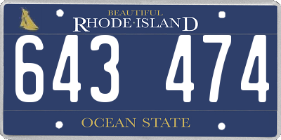 RI license plate 643474