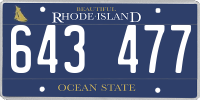 RI license plate 643477