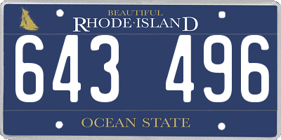 RI license plate 643496