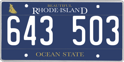 RI license plate 643503