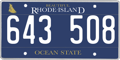 RI license plate 643508