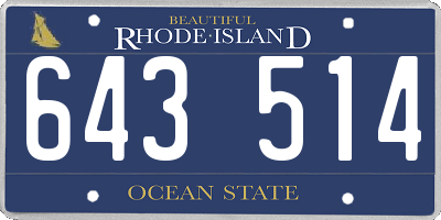 RI license plate 643514