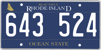 RI license plate 643524